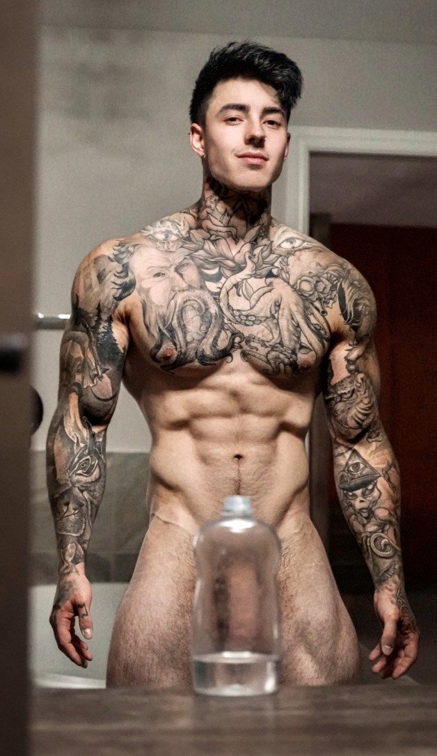 Photo by Nickplus33 with the username @Nickplus33, who is a verified user,  April 21, 2024 at 3:54 AM and the text says '#ink #muscled #stud #hung #longdick #massivecock  #monstercock'