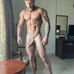 Photo by Nickplus33 with the username @Nickplus33, who is a verified user,  April 5, 2024 at 2:10 AM and the text says '#mattygilbert #obsession #muscled #blondes #beard #hung #thickdick #massivecock #uncut  #veiny #smooth #ink'