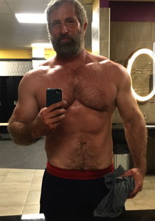 Photo by Nickplus33 with the username @Nickplus33, who is a verified user,  July 2, 2024 at 2:04 AM and the text says '#muscled #daddy #beefy #beefy #hairy #selfie  #lockerroom'