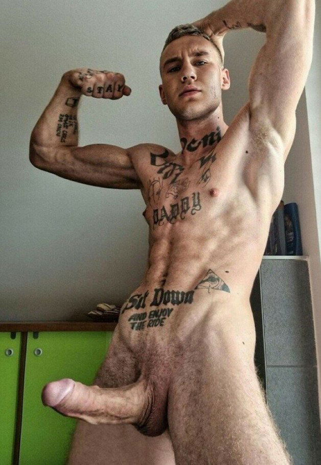 Photo by Nickplus33 with the username @Nickplus33, who is a verified user,  March 1, 2024 at 5:03 AM and the text says '#ink #toned #otter  #smooth #manspread  #longdick #hung #monstercock #veiny #trimmed  #blondes'