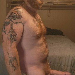 Photo by Nickplus33 with the username @Nickplus33, who is a verified user,  January 18, 2024 at 7:28 AM and the text says '#beefy #daddy #ginger  #hung #thickdick #massivecock #bush #hairy #specs #ink #monstercock #reveal'