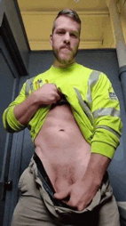 Photo by Nickplus33 with the username @Nickplus33, who is a verified user,  May 21, 2024 at 2:04 AM and the text says '#gif #tradie #beard #blondes #reveal #trimmed  #youngdilf'