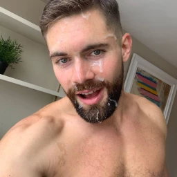Photo by Nickplus33 with the username @Nickplus33, who is a verified user,  May 4, 2024 at 3:35 AM and the text says '#griffinbarrows #obsession #otter  #youngdilf #beard #cumfacial #cummybeard #toned'