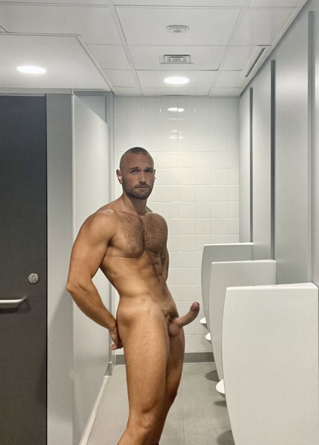 Watch the Photo by Nickplus33 with the username @Nickplus33, who is a verified user, posted on September 25, 2023 and the text says '#bald #toned #hairy #youngdilf #beard #scruff #wc #restroom #cruising'