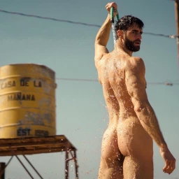 Photo by Nickplus33 with the username @Nickplus33, who is a verified user,  March 16, 2024 at 4:32 AM and the text says '#youngdilf #toned #beard #outdoors #butt'