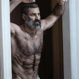 Photo by Nickplus33 with the username @Nickplus33, who is a verified user,  November 30, 2023 at 1:43 PM and the text says '#hairy #daddy #beard #muscled #tightywhities'