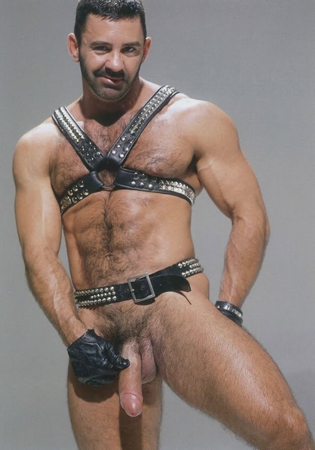 Photo by Nickplus33 with the username @Nickplus33, who is a verified user,  February 7, 2024 at 3:47 AM and the text says '#dilf #hairy #vintage #leather #harness #hung #thickdick #massivecock #balls #god'
