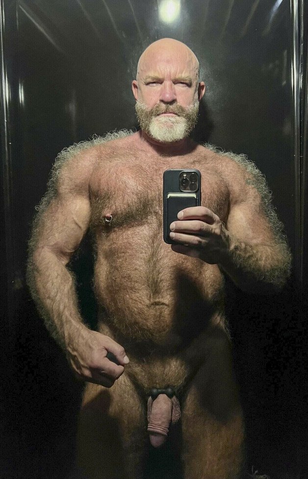 Watch the Photo by Nickplus33 with the username @Nickplus33, who is a verified user, posted on March 2, 2024 and the text says '#selfie #bear #beard #hairy #beefy #thickdick #cockring #bald #daddy'