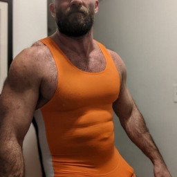 Photo by Nickplus33 with the username @Nickplus33, who is a verified user,  April 19, 2024 at 2:02 AM and the text says '#daddy #muscled #beard #bulge #dilf'