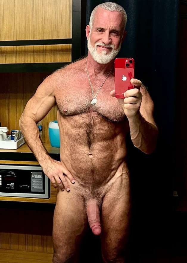 Photo by Nickplus33 with the username @Nickplus33, who is a verified user,  December 18, 2023 at 4:07 AM and the text says '#coltonford #obsession #daddy #hairy #beard #chain #hung #thickdick #trimmed #selfies'