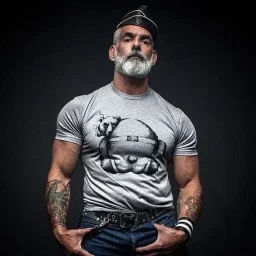 Photo by Nickplus33 with the username @Nickplus33, who is a verified user,  March 30, 2024 at 7:00 AM and the text says '#daddy #granddaddy #beard #muscled #ink'