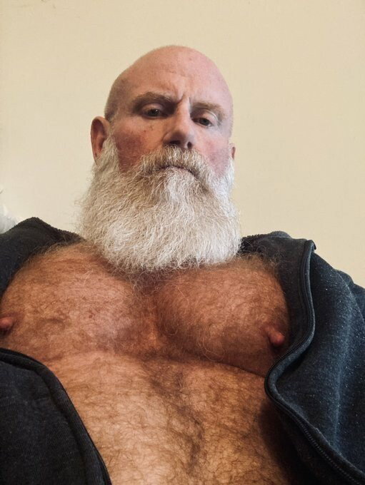 Photo by Nickplus33 with the username @Nickplus33, who is a verified user,  April 23, 2024 at 1:52 AM and the text says '#granddaddy #beard #hairy #bald'
