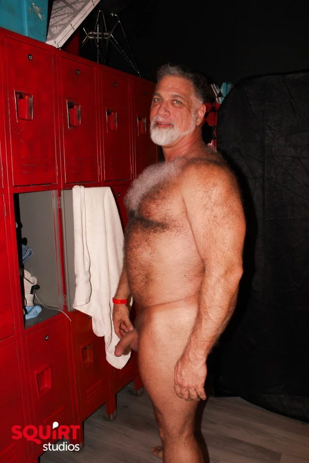 Photo by Nickplus33 with the username @Nickplus33, who is a verified user,  March 27, 2024 at 3:21 AM and the text says '#hairy #daddy #granddaddy #thickdick #hung #beefy #lockerroom'