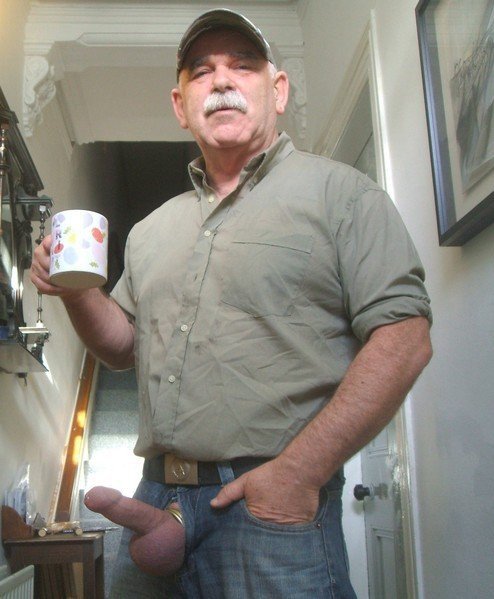 Photo by Nickplus33 with the username @Nickplus33, who is a verified user,  June 26, 2024 at 2:01 AM and the text says '#caps #coffee #reveal #cockring #granddaddy #stache #balls #spear'