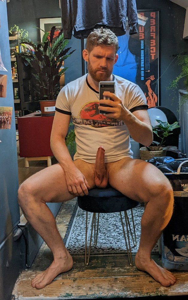 Photo by Nickplus33 with the username @Nickplus33, who is a verified user,  April 16, 2024 at 2:33 AM and the text says '#manspread  #selfie #spear #balls  #beard'