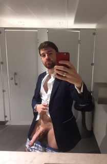 Photo by Nickplus33 with the username @Nickplus33, who is a verified user,  August 16, 2023 at 3:30 AM and the text says '#selfies #dilf #office #hung #schlong #band #DL'