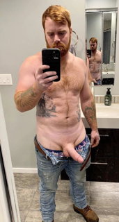 Photo by Nickplus33 with the username @Nickplus33, who is a verified user,  June 3, 2024 at 2:15 AM and the text says '#selfie #youngdilf #hairy #ink #ginger #beard #trimmed'