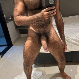 Photo by Nickplus33 with the username @Nickplus33, who is a verified user,  April 22, 2024 at 1:56 AM and the text says '#selfie #hung #massivecock #longdick #thickdick #hairy #hairychest #beard #dilf'
