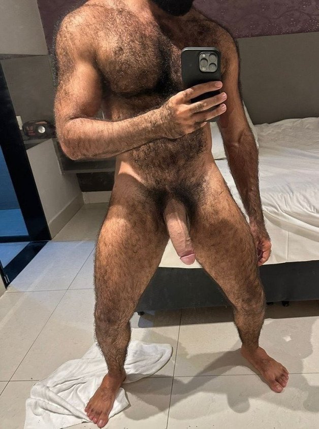 Photo by Nickplus33 with the username @Nickplus33, who is a verified user,  April 22, 2024 at 1:56 AM and the text says '#selfie #hung #massivecock #longdick #thickdick #hairy #hairychest #beard #dilf'