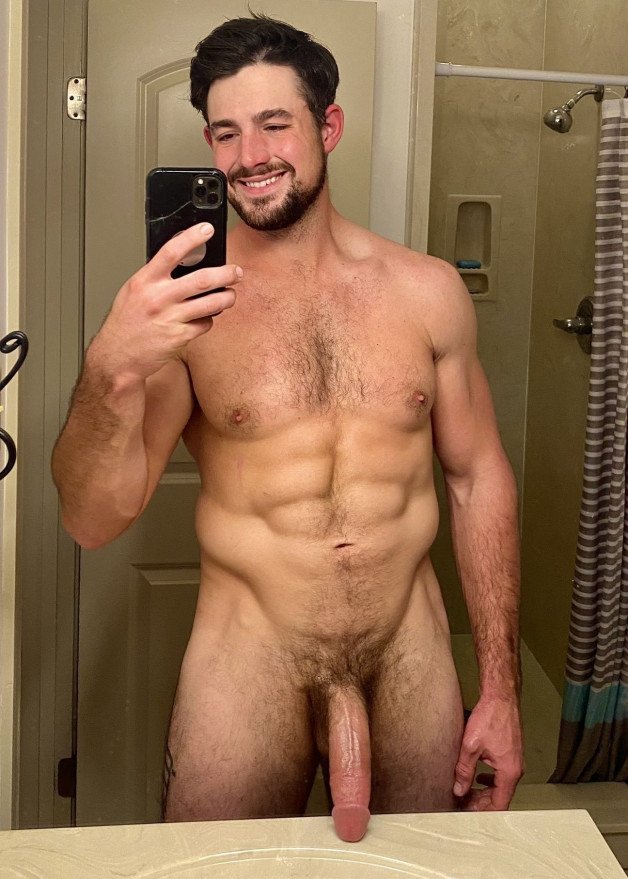 Photo by Nickplus33 with the username @Nickplus33, who is a verified user,  January 19, 2024 at 1:41 AM and the text says '#selfies #muscled #shower #hung #longdick #trimmed #beard'