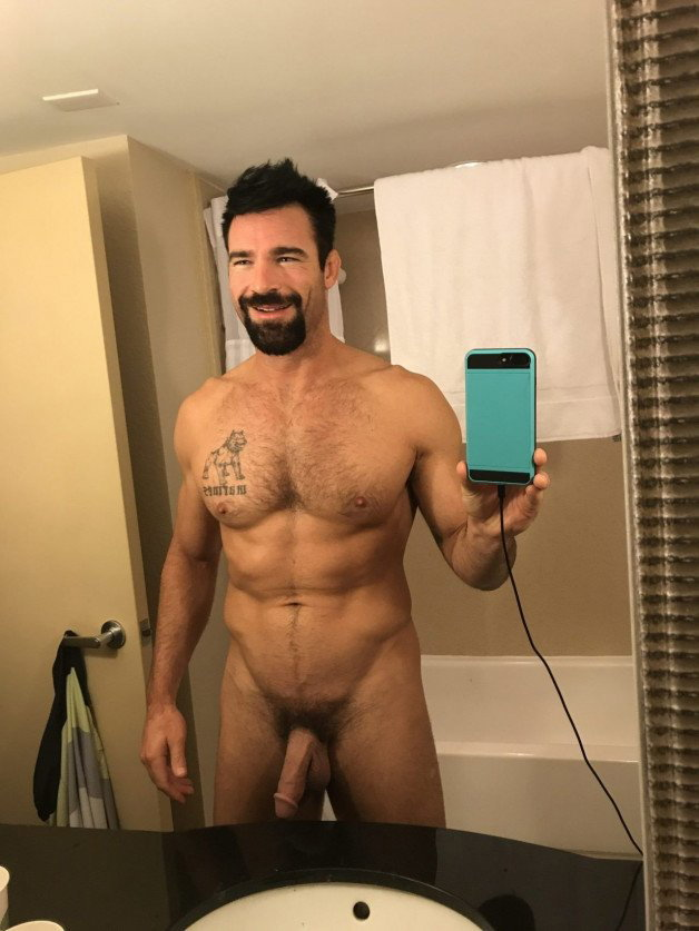 Photo by Nickplus33 with the username @Nickplus33, who is a verified user,  March 13, 2024 at 3:45 AM and the text says '#selfie  #beard #hairy #bush #dilf #hung'