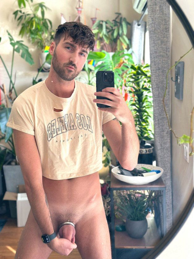 Photo by Nickplus33 with the username @Nickplus33, who is a verified user,  July 14, 2024 at 3:45 AM and the text says '#otter  #selfie #cockring #thickdick #trimmed  #scruff  #hung'