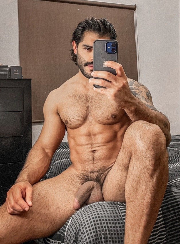 Photo by Nickplus33 with the username @Nickplus33, who is a verified user,  May 19, 2024 at 3:08 AM and the text says '#selfie #manspread  #youngdilf #hairy #trimmed  #thickdick #hung #balls'