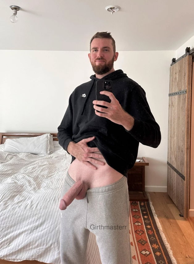 Photo by Nickplus33 with the username @Nickplus33, who is a verified user,  April 10, 2024 at 1:50 AM and the text says '#selfie #otter  #beard #hung #thickdick #reveal #massivecock #longdick #trimmed'