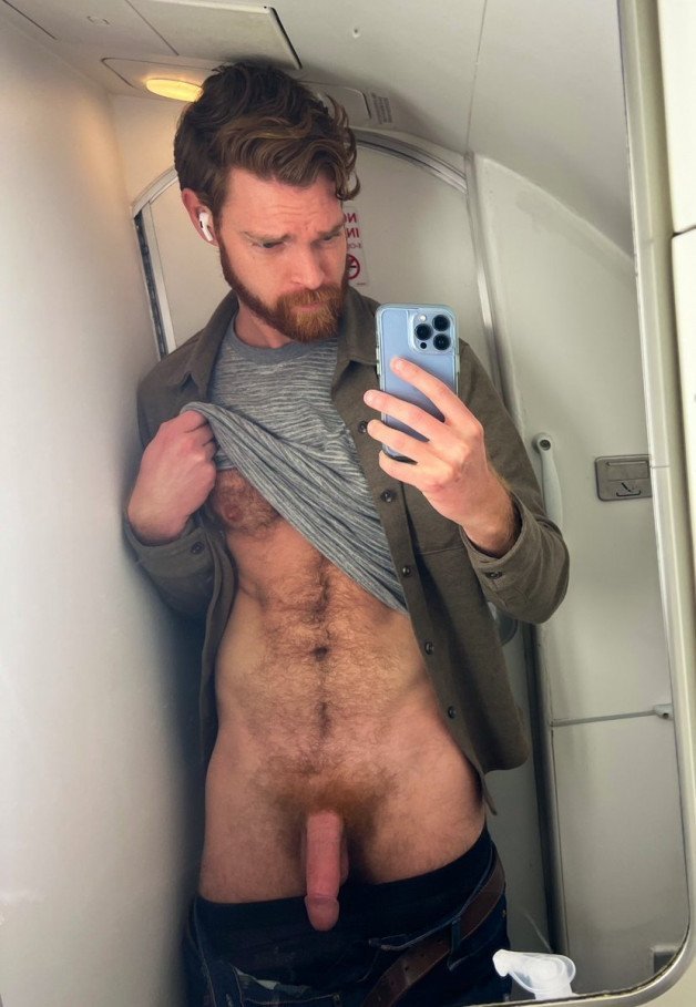 Photo by Nickplus33 with the username @Nickplus33, who is a verified user,  January 22, 2024 at 2:54 AM and the text says '#selfies #ginger #milehighclub #beard #bush #hairy #youngdilf #otter'