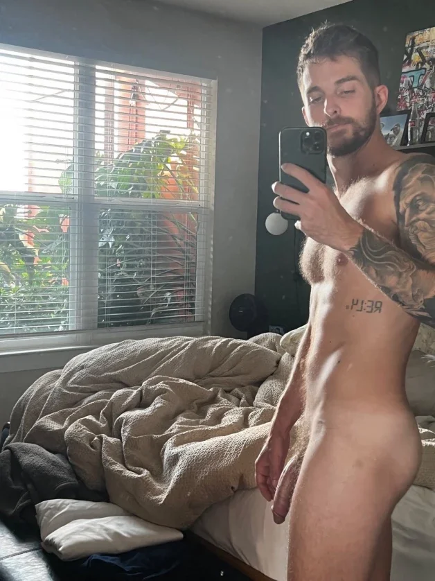 Photo by Nickplus33 with the username @Nickplus33, who is a verified user,  April 6, 2024 at 2:11 AM and the text says '#otter  #selfie #toned #hung #longdick #hairychest #beard'