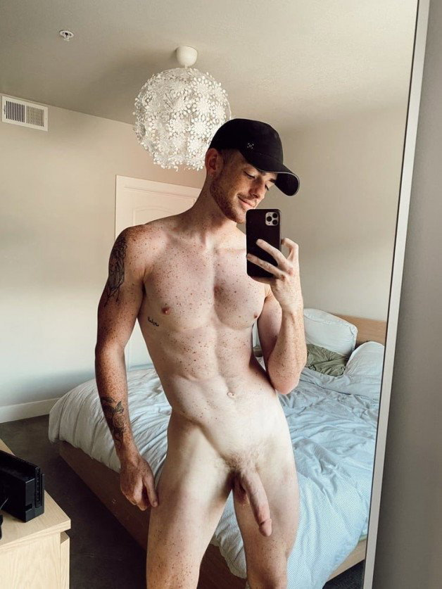 Photo by Nickplus33 with the username @Nickplus33, who is a verified user,  April 17, 2024 at 2:38 AM and the text says '#caps #otter  #selfie #toned #ginger #hung #longdick #scruff #schlong'
