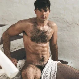 Photo by Nickplus33 with the username @Nickplus33, who is a verified user,  March 23, 2024 at 5:53 AM and the text says '#otter  #Fiachra #obsession #hairy #thickbush #manspread  #toned'