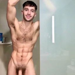 Photo by Nickplus33 with the username @Nickplus33, who is a verified user,  April 9, 2024 at 1:27 AM and the text says '#otter  #shower #hairy #hairychest #hung #bush #longdick'