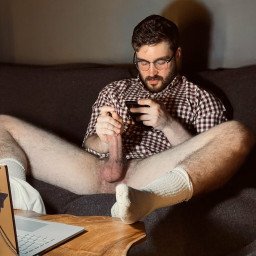 Photo by Nickplus33 with the username @Nickplus33, who is a verified user,  December 4, 2023 at 2:47 AM and the text says '#Forest #obsession #otter #specs #beard #hung #bating #bator #manspread #balls'