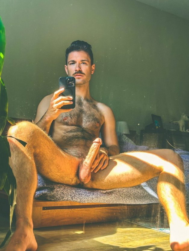 Photo by Nickplus33 with the username @Nickplus33, who is a verified user,  February 9, 2024 at 7:28 AM and the text says '#colemckenna #obsession #otter  #hung #longdick #spear #manspread  #hairy #stache #selfie'