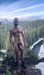 Photo by Nickplus33 with the username @Nickplus33, who is a verified user,  May 28, 2024 at 1:59 AM and the text says '#beard #bald #hairy #hung #longdick #bush #otter  #outdoors #outdoorcruising #massivecock'