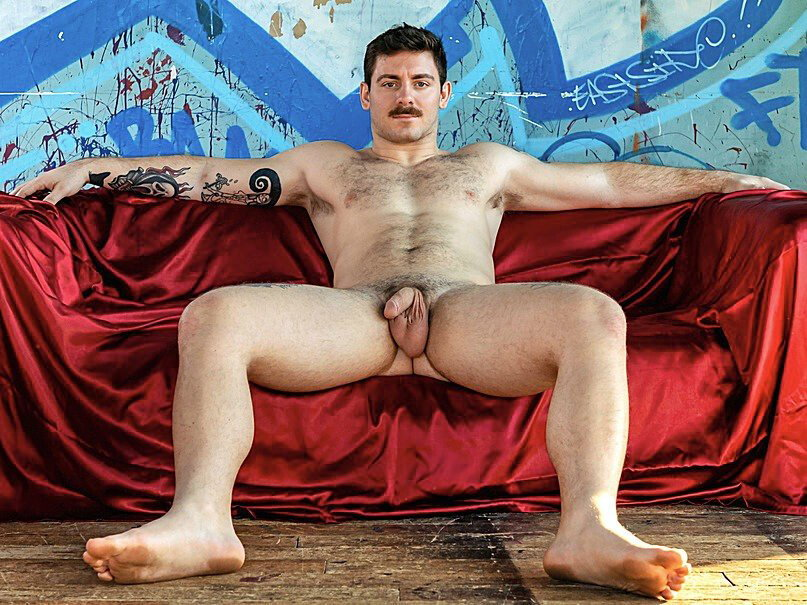 Photo by Nickplus33 with the username @Nickplus33, who is a verified user,  October 26, 2023 at 2:43 AM and the text says '#manspread #balls #bush #stache #youngdilf'