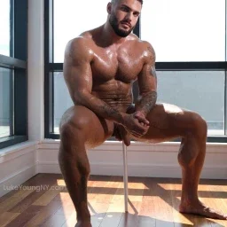 Photo by Nickplus33 with the username @Nickplus33, who is a verified user,  April 4, 2024 at 2:09 AM and the text says '#muscled #hung #uncut  #beard #ink #beard'