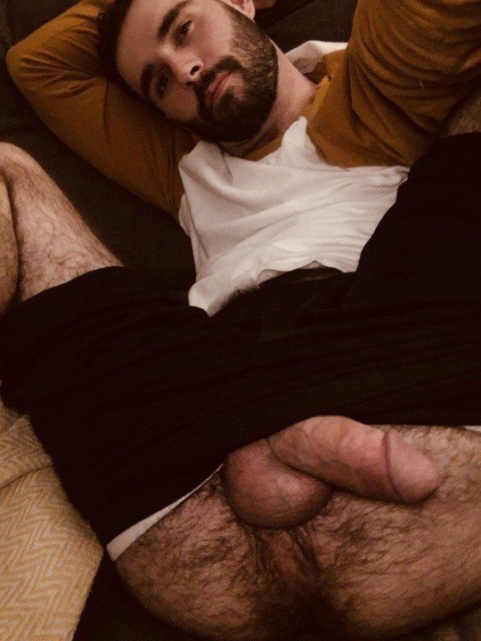 Photo by Nickplus33 with the username @Nickplus33, who is a verified user,  April 26, 2024 at 2:11 AM and the text says '#manspread  #hairy #balls #hung #thickdick #hairyhole #youngdilf #beard'