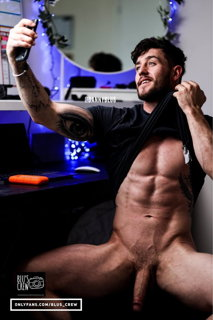 Photo by Nickplus33 with the username @Nickplus33, who is a verified user,  June 10, 2024 at 2:01 AM and the text says '#muscled #beard #otter  #hung #longdick #manspread  #trimmed  #ink'