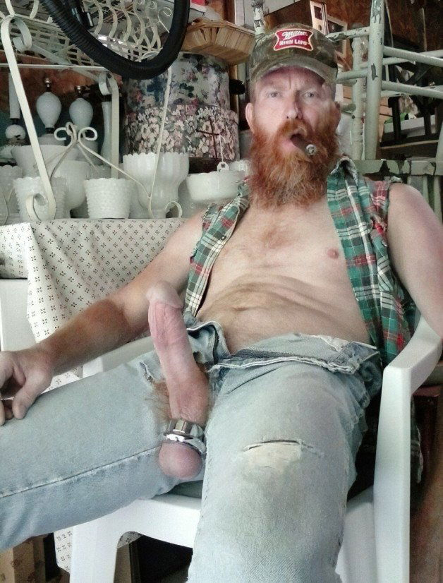 Photo by Nickplus33 with the username @Nickplus33, who is a verified user,  June 15, 2024 at 3:11 AM and the text says '#redneck #ginger #beard #daddy #dilf #caps #reveal #hung #monstercock #massivecock #longdick #cockring #bush #balls'