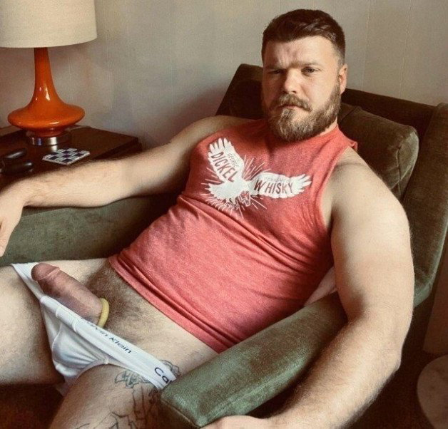 Photo by Nickplus33 with the username @Nickplus33, who is a verified user,  April 30, 2024 at 1:12 AM and the text says '#beefy #hairy #beard #hung #thickdick #cockring #bush #bear #manspread  #massivecock'