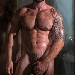 Photo by Nickplus33 with the username @Nickplus33, who is a verified user,  May 8, 2024 at 2:25 AM and the text says '#dilf #hairy #muscled #beard #tanned'