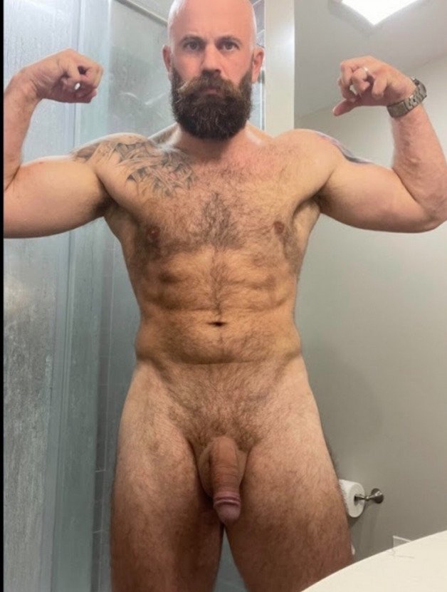 Photo by Nickplus33 with the username @Nickplus33, who is a verified user,  April 25, 2024 at 2:28 AM and the text says '#beard #hairy #dilf #band #shower #trimmed  #daddy'