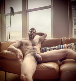 Photo by Nickplus33 with the username @Nickplus33, who is a verified user,  January 9, 2024 at 3:28 AM and the text says '#manspread #dilf #hung #thickdick #hairy #beard #schlong #trimmed'