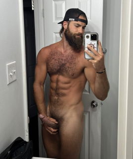 Photo by Nickplus33 with the username @Nickplus33, who is a verified user,  September 16, 2023 at 2:29 AM and the text says '#selfies #caps #beard #hairy #dilf #spear #chain'