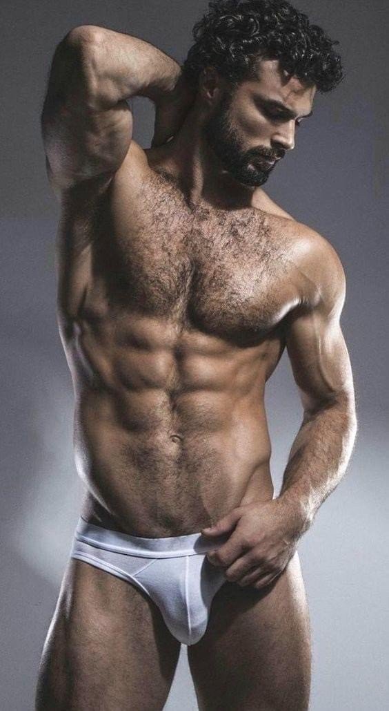 Photo by Nickplus33 with the username @Nickplus33, who is a verified user,  March 6, 2024 at 3:55 AM and the text says '#dilf #muscled #hairy #beard #bulge #briefs #youngdilf'