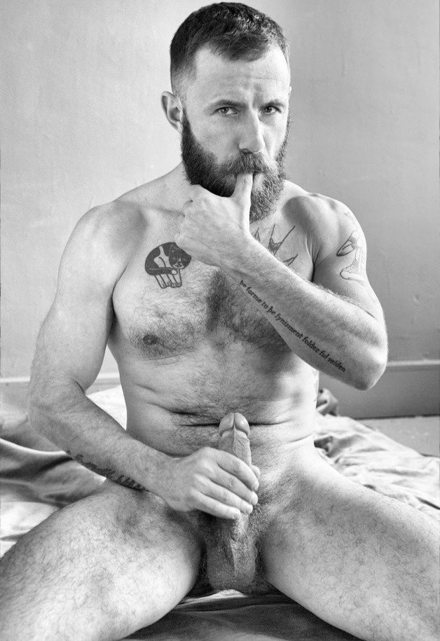 Watch the Photo by Nickplus33 with the username @Nickplus33, who is a verified user, posted on March 2, 2024 and the text says '#blackandwhite #dilf #beard #manspread  #hairy #longdick #balls #lowhangers #hung'