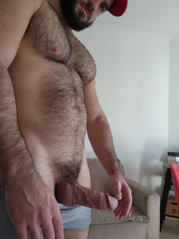 Photo by Nickplus33 with the username @Nickplus33, who is a verified user,  September 2, 2023 at 3:58 AM and the text says '#beefy #hairy #beard #hung #thickdick #massivecock #fatcock #caps'