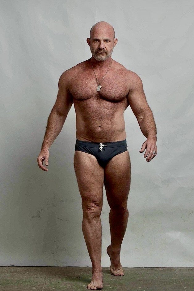 Photo by Nickplus33 with the username @Nickplus33, who is a verified user,  July 10, 2024 at 2:30 AM and the text says '#hairy #muscled #bald #chain #daddy #band #beard'